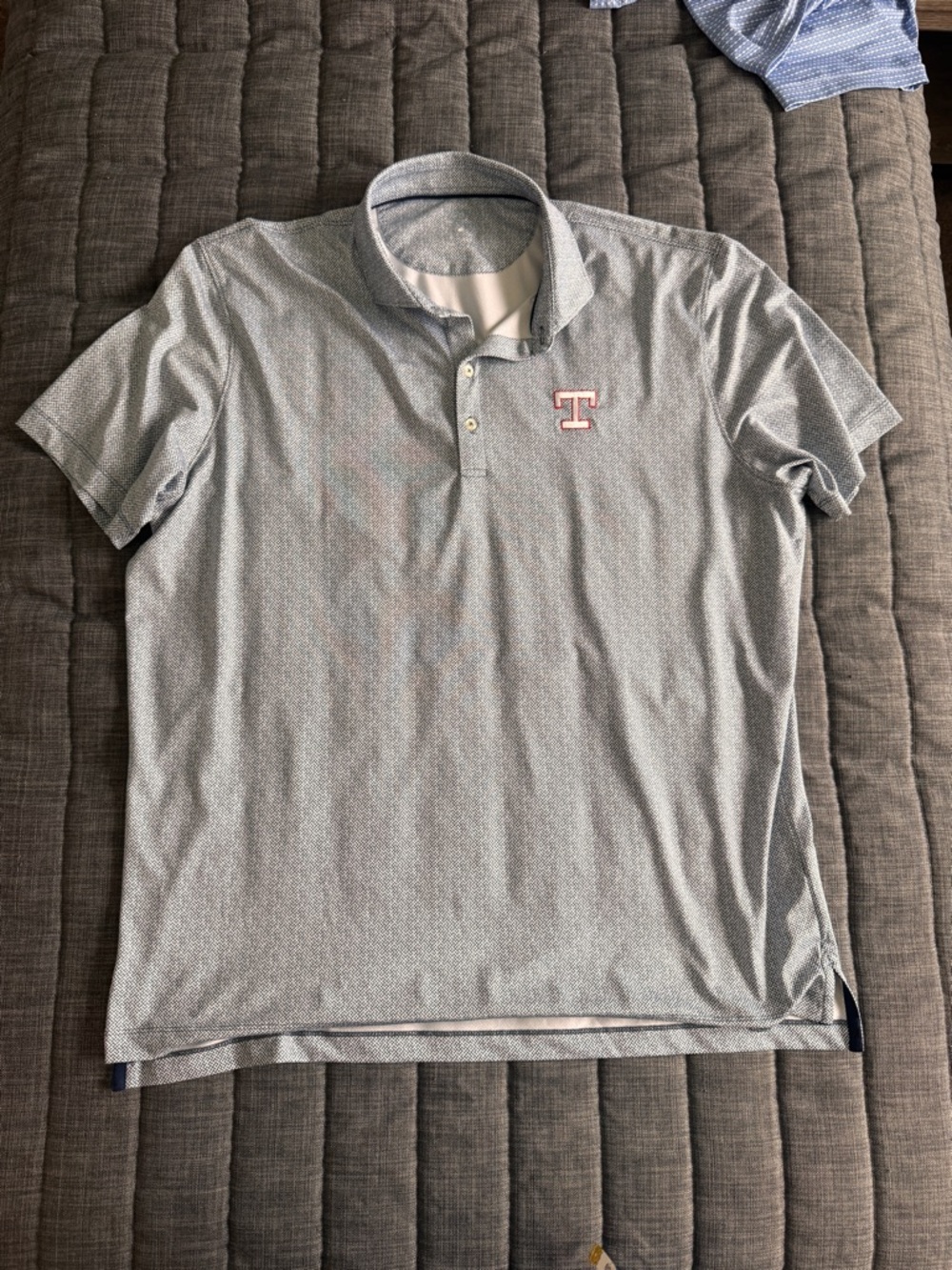 johnnie-O Light Gray Subtle Pattern Performance Polo